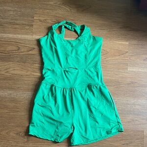 SHEIN Green Halter Romper Dress